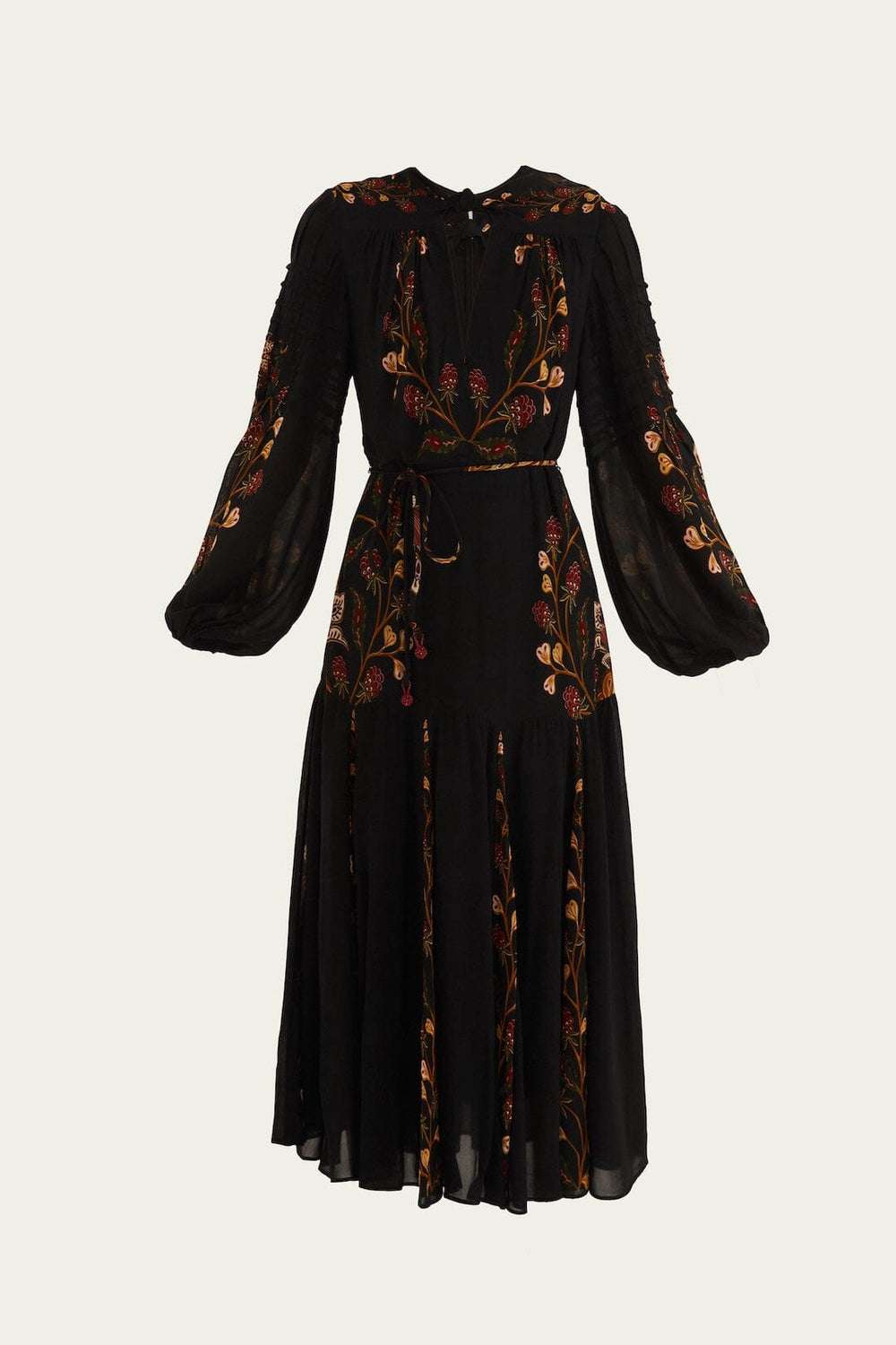Black Berry Garden Long Sleeve Pleated Maxi Dress | FARM Rio | FARM Rio Women