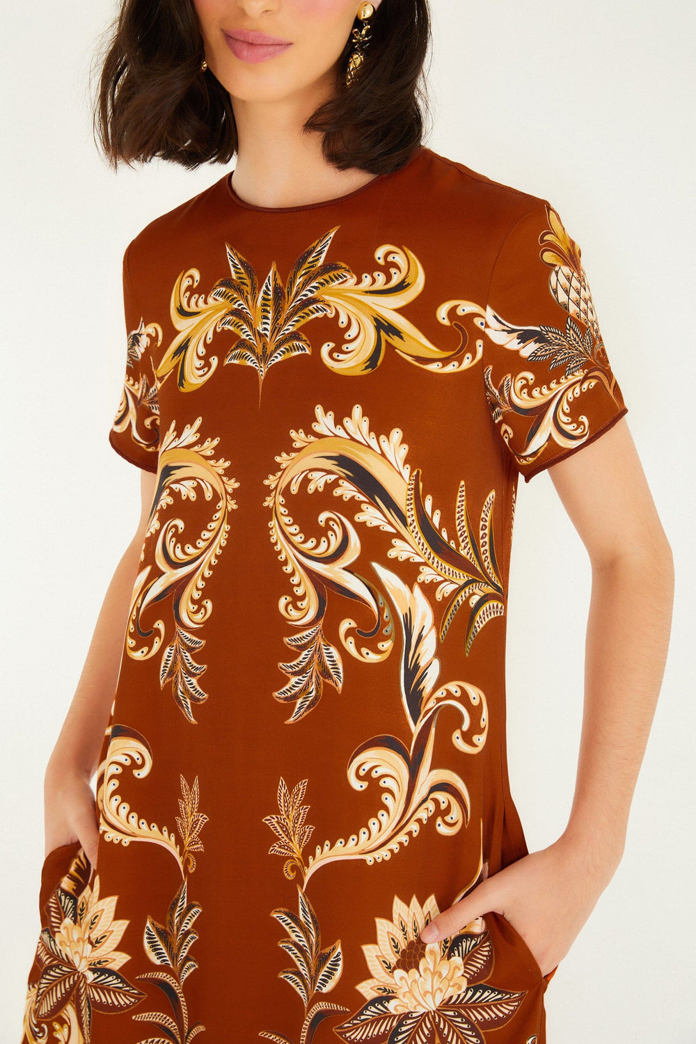 Orange Arabesque Paradise Lenzing� Ecovero� Viscose Maxi Dress | FARM Rio | FARM Rio Women