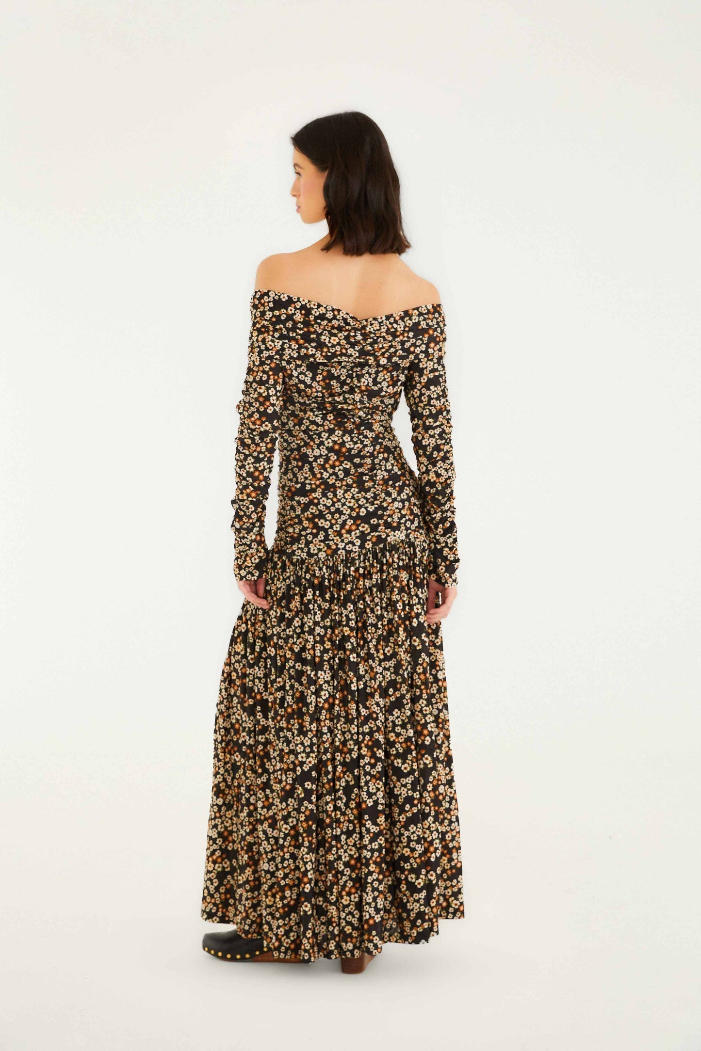 Black Tiny Flowers Long Sleeve Maxi Dress | FARM Rio | FARM Rio Women