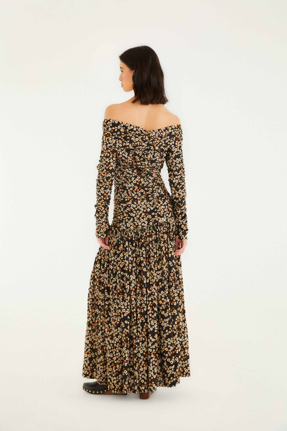 Black Tiny Flowers Long Sleeve Maxi Dress | FARM Rio | FARM Rio Women