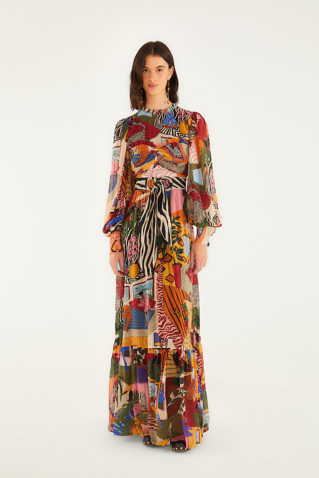 Tropical Multicolor Long Sleeve Maxi Dress | FARM Rio | FARM Rio Women