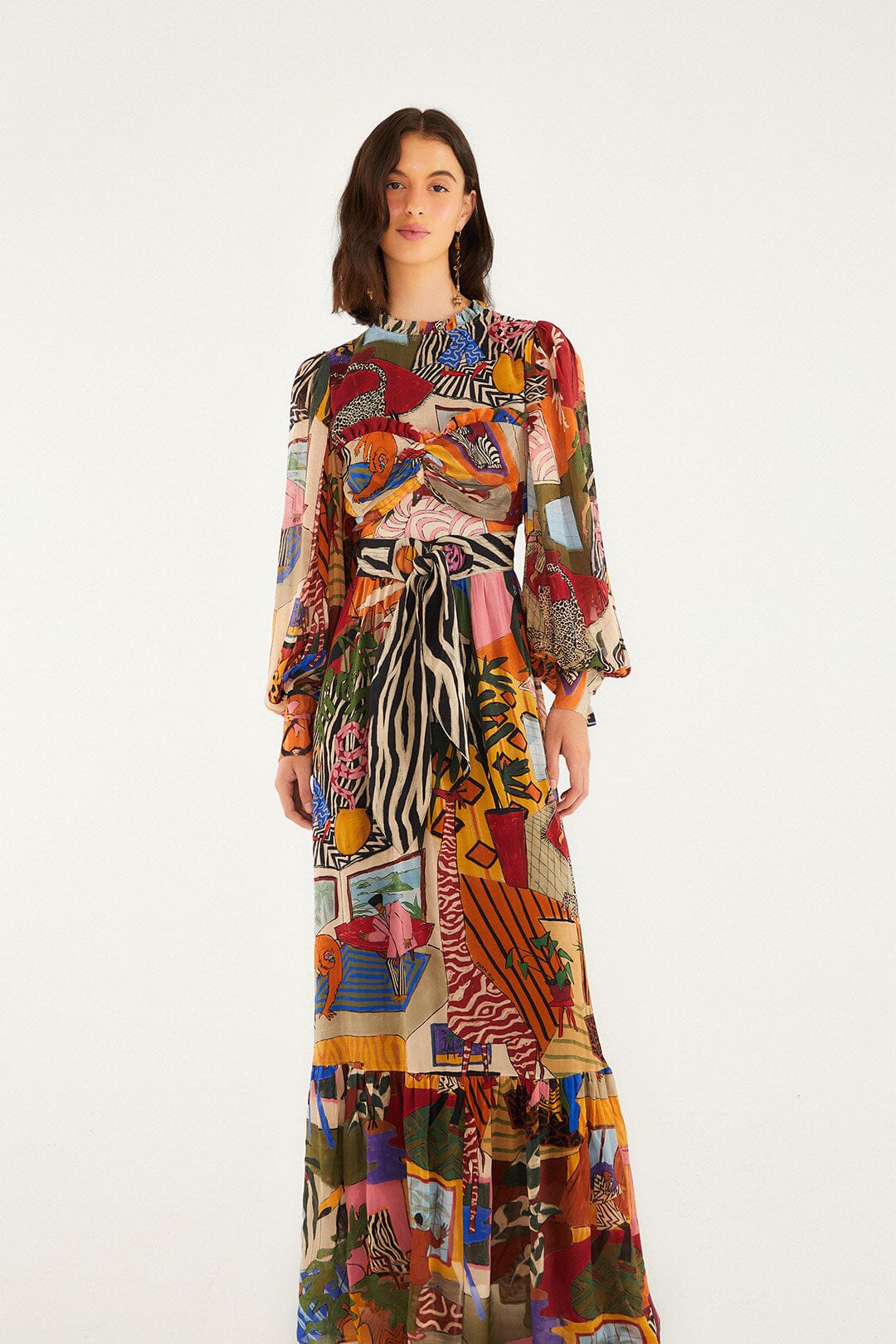 Tropical Multicolor Long Sleeve Maxi Dress | FARM Rio | FARM Rio Women
