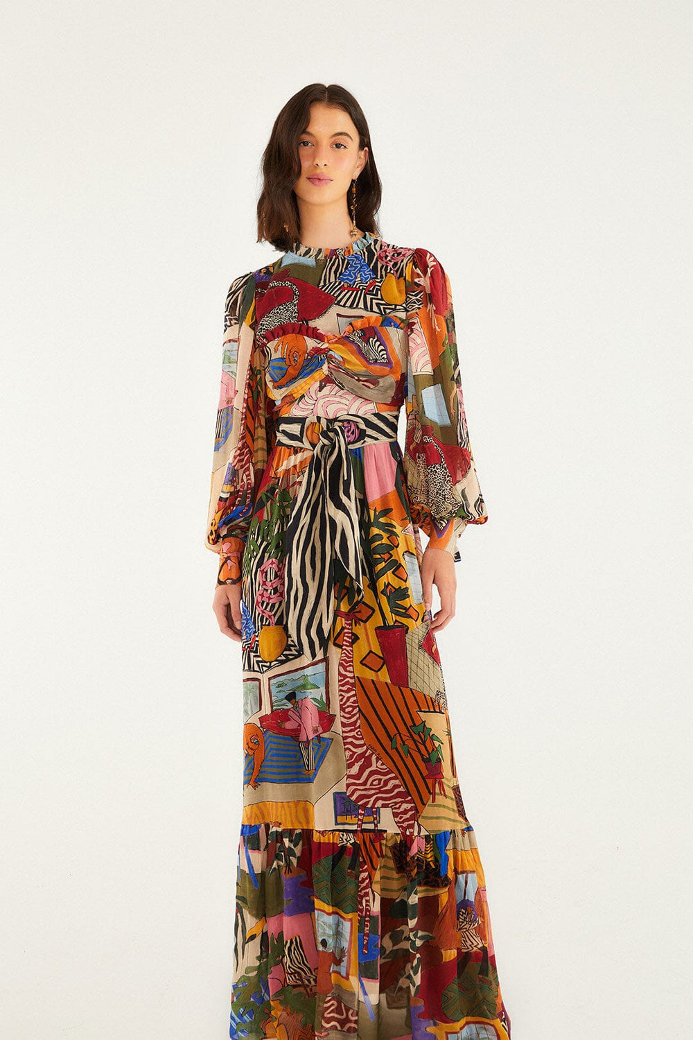 Tropical Multicolor Long Sleeve Maxi Dress | FARM Rio | FARM Rio Women