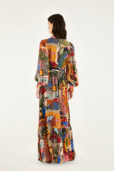 Tropical Multicolor Long Sleeve Maxi Dress | FARM Rio | FARM Rio Women