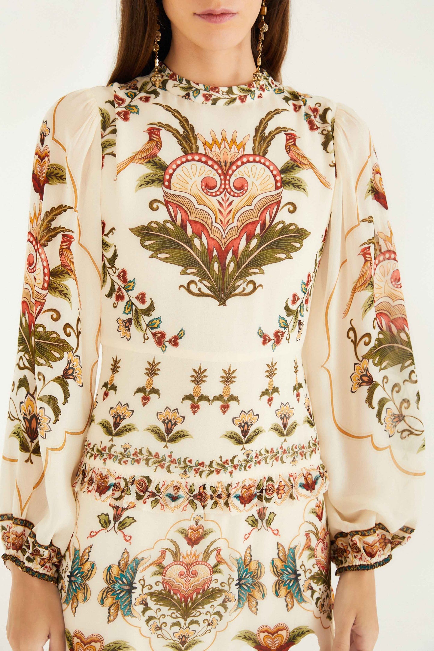 Cream Majestic Hearts Maxi Dress | FARM Rio | FARM Rio Women