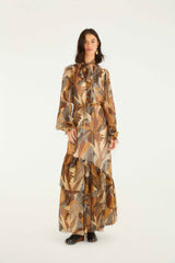 Cream Dotted Macaws Long Sleeve Maxi Dress | FARM Rio | FARM Rio Women