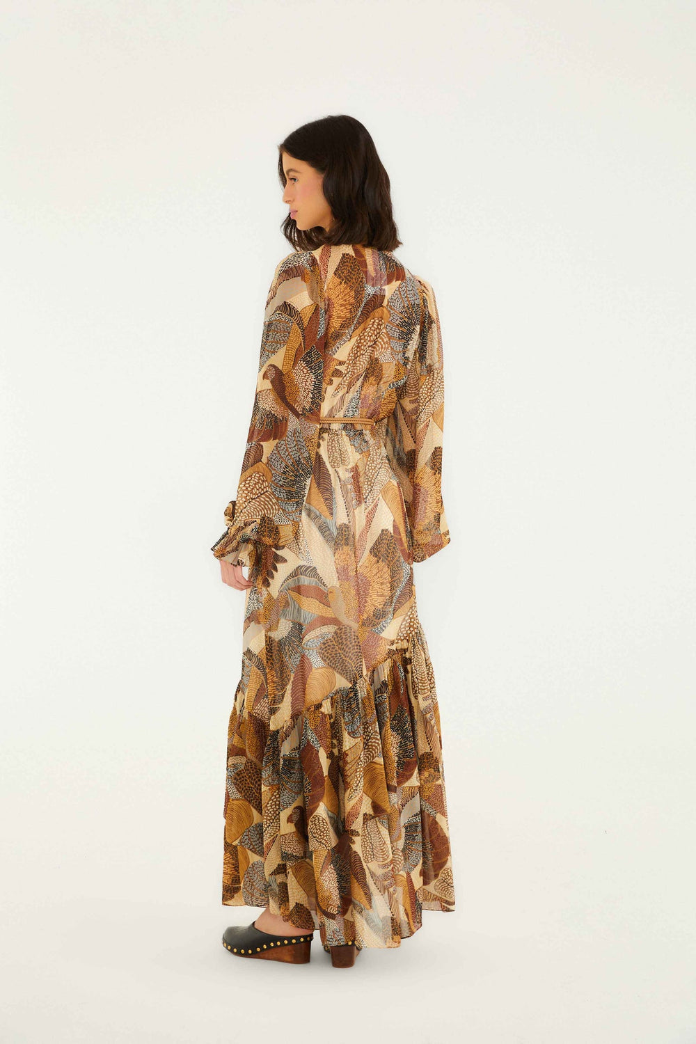 Cream Dotted Macaws Long Sleeve Maxi Dress | FARM Rio | FARM Rio Women
