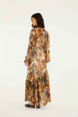 Cream Dotted Macaws Long Sleeve Maxi Dress | FARM Rio | FARM Rio Women