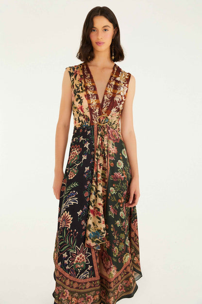 Mixed Winter Garden Lenzing™ Ecovero™ Viscose Sleeveless Maxi Dress | FARM Rio | FARM Rio Women
