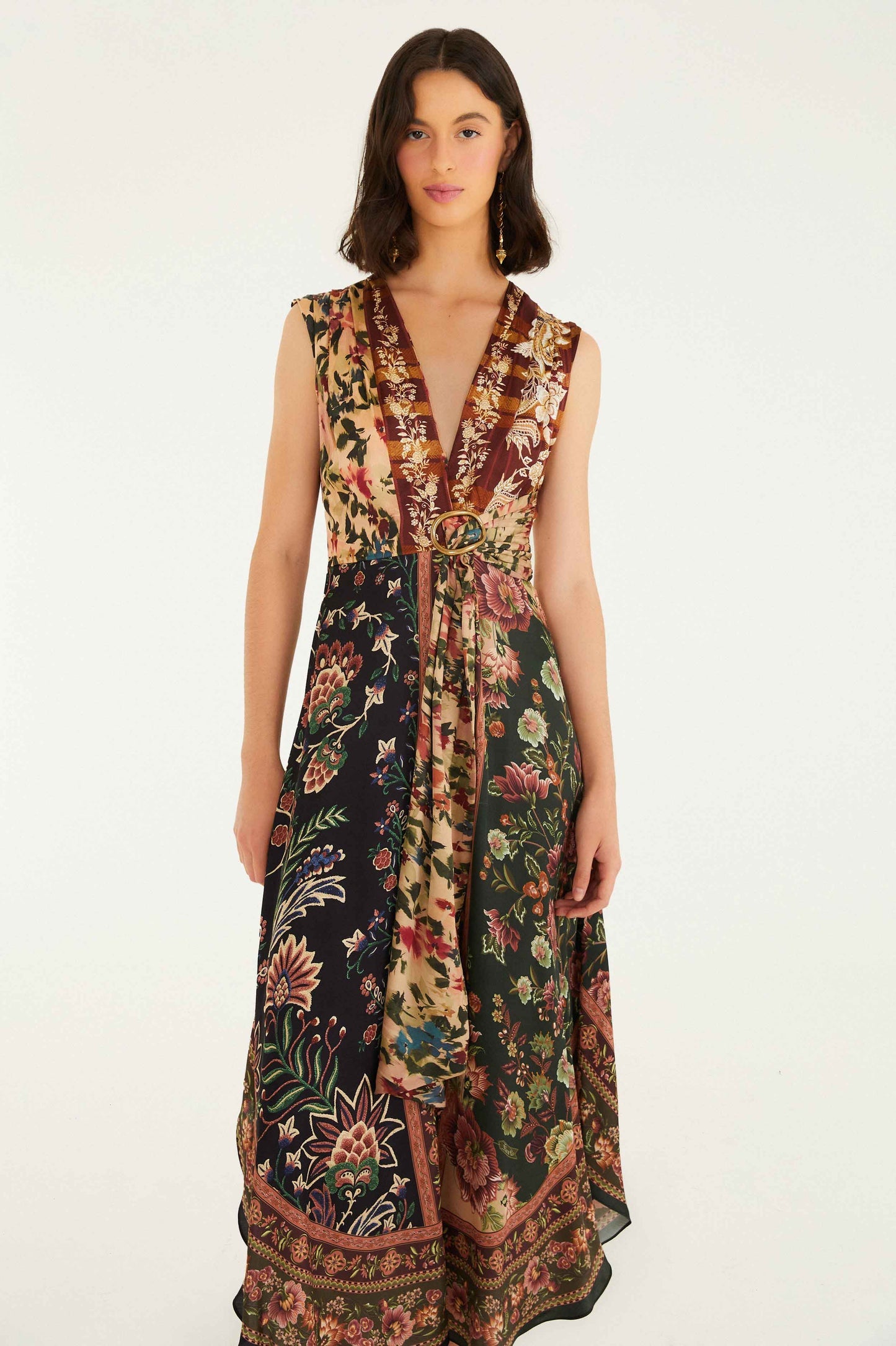 Mixed Winter Garden Lenzing™ Ecovero™ Viscose Sleeveless Maxi Dress | FARM Rio | FARM Rio Women
