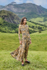 Blue Winter Tapestry Long Sleeve Maxi Dress | FARM Rio | FARM Rio Women