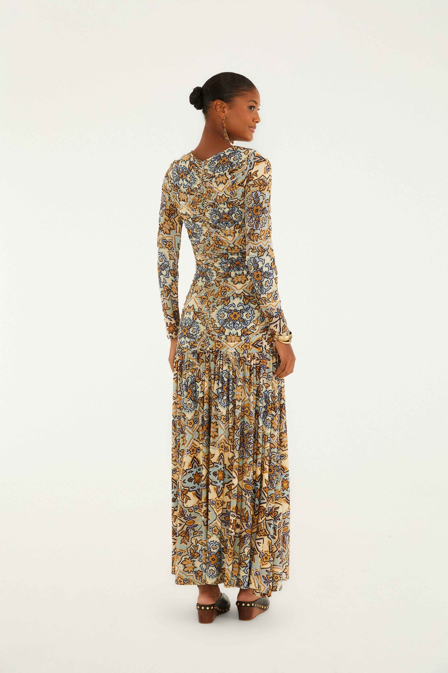 Blue Winter Tapestry Long Sleeve Maxi Dress | FARM Rio | FARM Rio Women