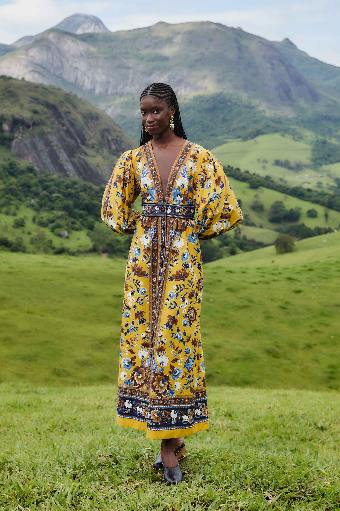 Yellow Flowering Garden Tree Organic Cotton Maxi Dress | FARM Rio | FARM Rio Women