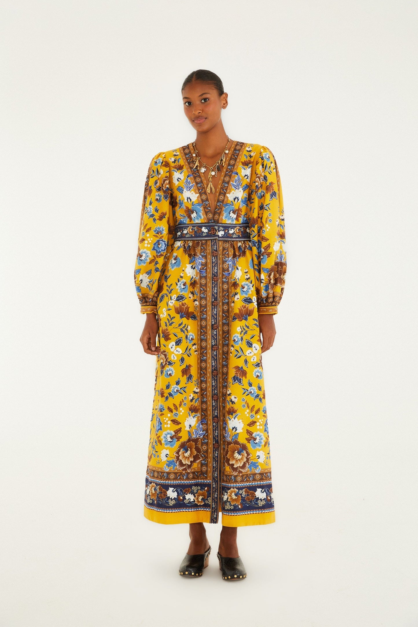 Yellow Flowering Garden Tree Organic Cotton Maxi Dress | FARM Rio | FARM Rio Women