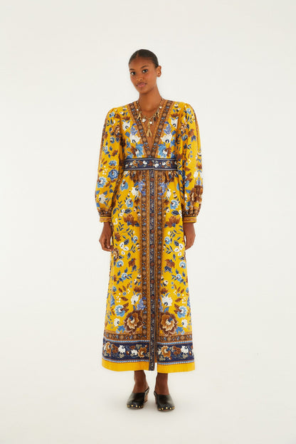 Yellow Flowering Garden Tree Organic Cotton Maxi Dress | FARM Rio | FARM Rio Women