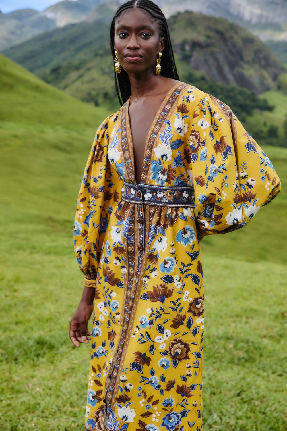 Yellow Flowering Garden Tree Organic Cotton Maxi Dress | FARM Rio | FARM Rio Women