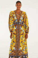 Yellow Flowering Garden Tree Organic Cotton Maxi Dress | FARM Rio | FARM Rio Women