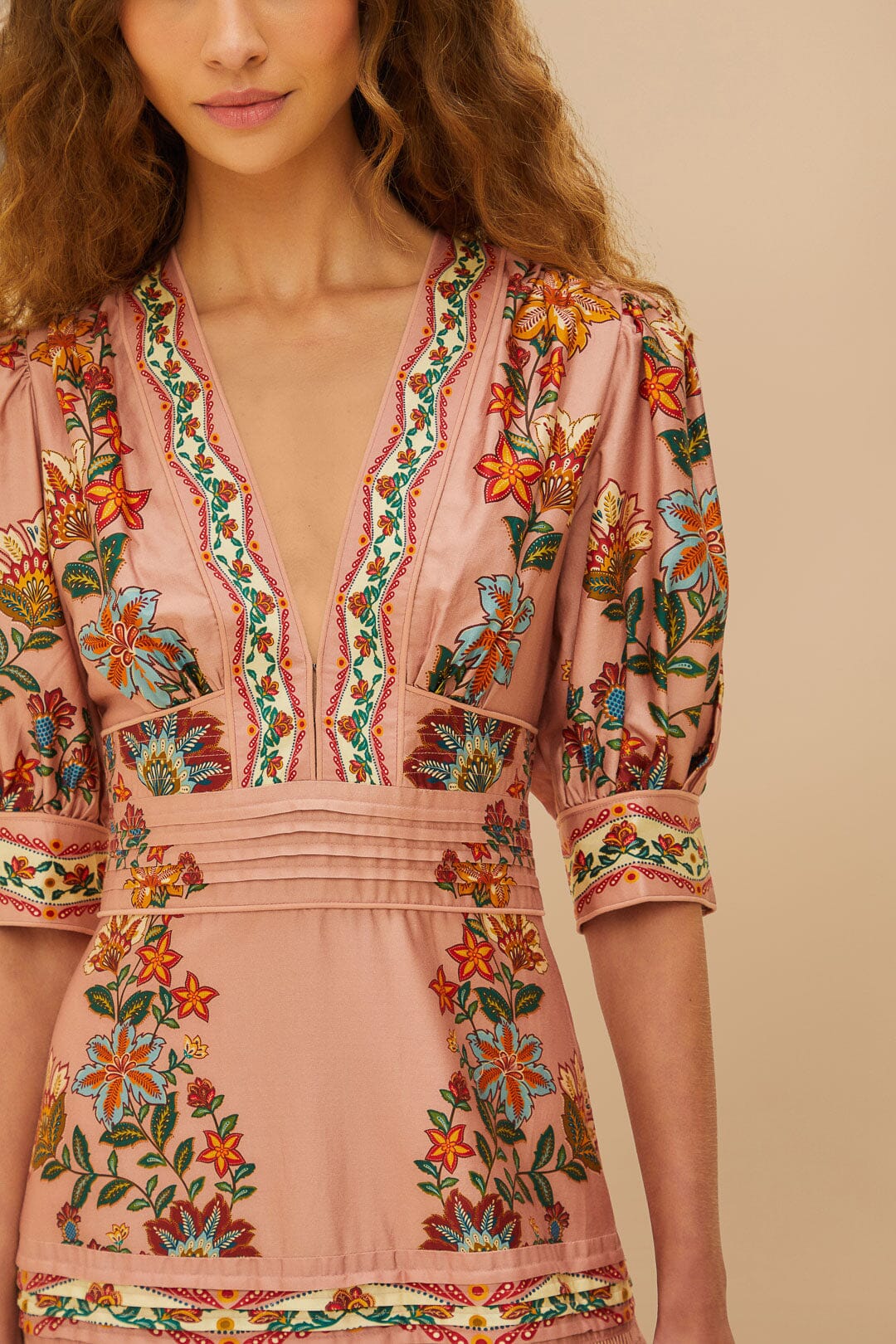 Pink Garden Delight Short Sleeve Maxi Dress | FARM Rio Women