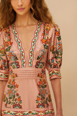 Pink Garden Delight Short Sleeve Maxi Dress | FARM Rio Women