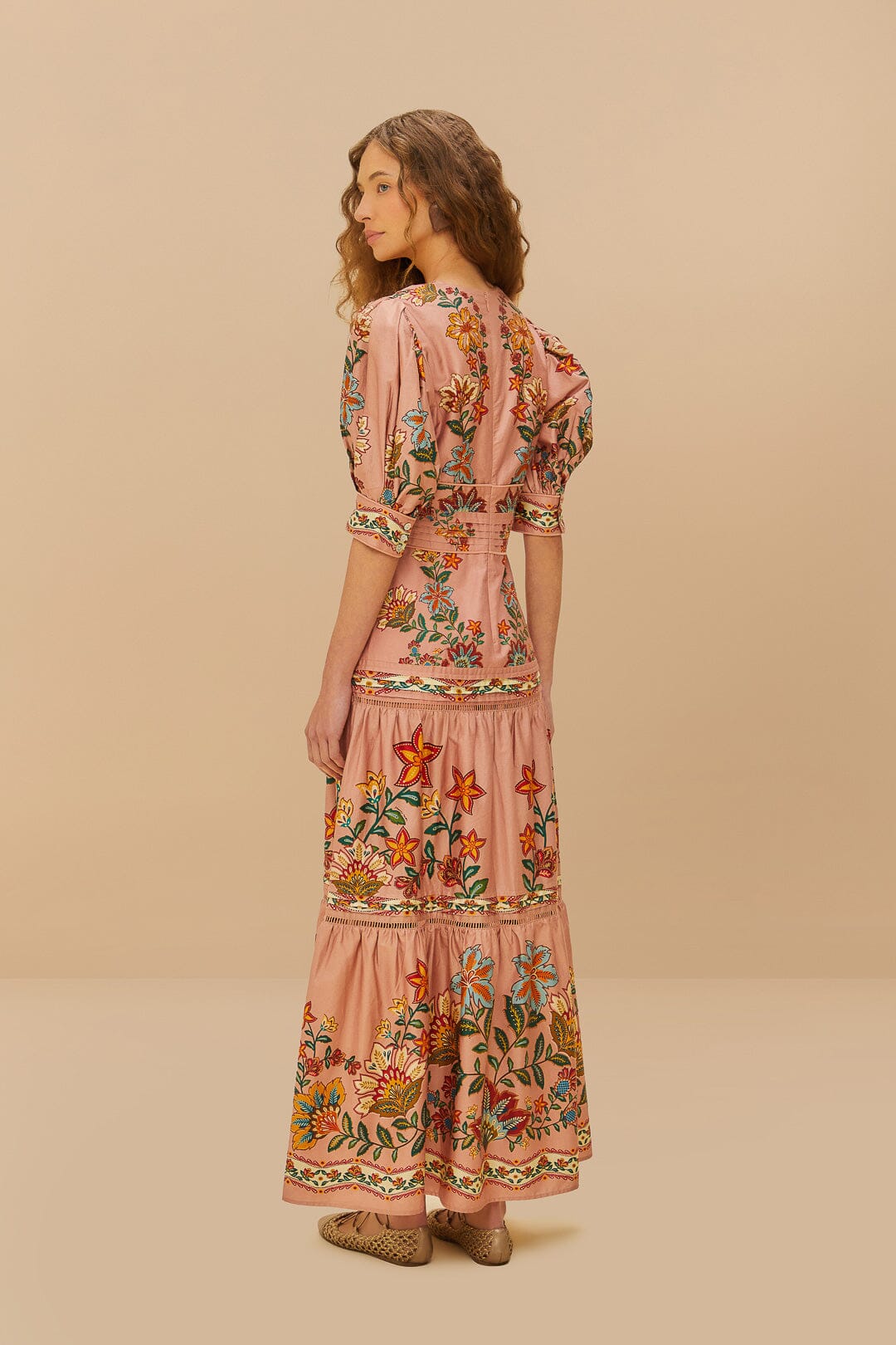 Pink Garden Delight Short Sleeve Maxi Dress | FARM Rio Women