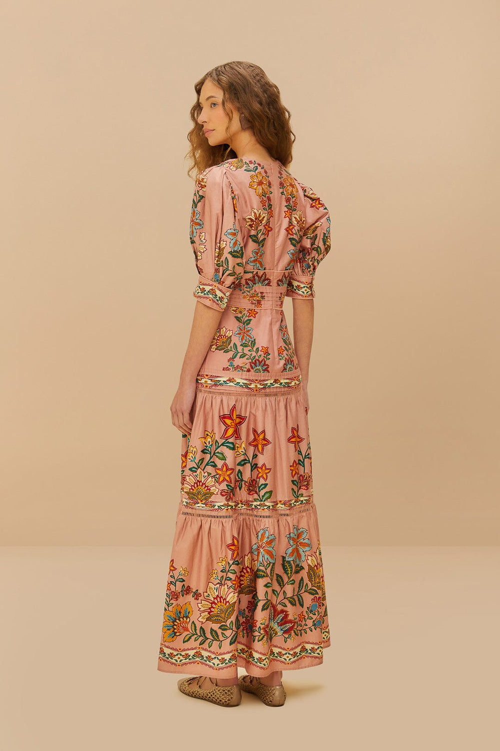 Pink Garden Delight Short Sleeve Maxi Dress | FARM Rio Women