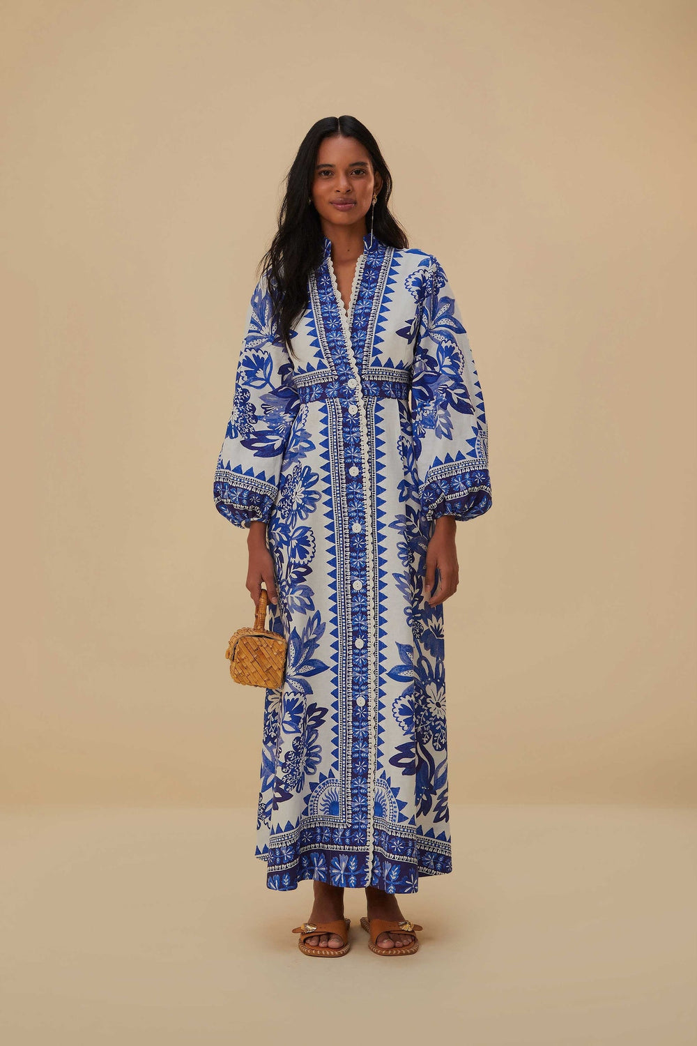 Off-White Flora Tapestry Lenzing™ Ecovero™ Euroflax™ Maxi Dress | FARM Rio Women