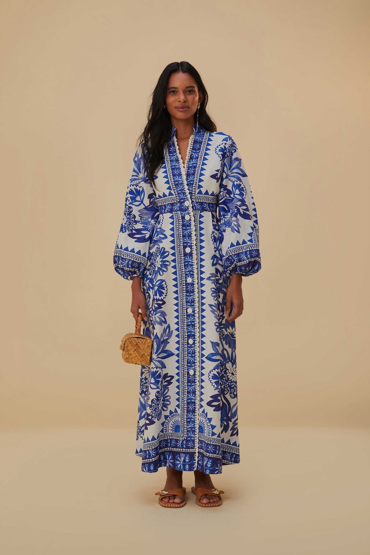 Off-White Flora Tapestry Lenzing™ Ecovero™ Euroflax™ Maxi Dress | FARM Rio Women