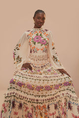 Cream Winter Garden Ruffle Maxi Dress | FARM Rio Women
