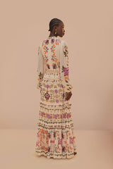 Cream Winter Garden Ruffle Maxi Dress | FARM Rio Women