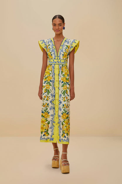 Off-White Sicily Scarf Organic Cotton Maxi Dress | FARM Rio Women