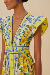 Off-White Sicily Scarf Organic Cotton Maxi Dress | FARM Rio Women