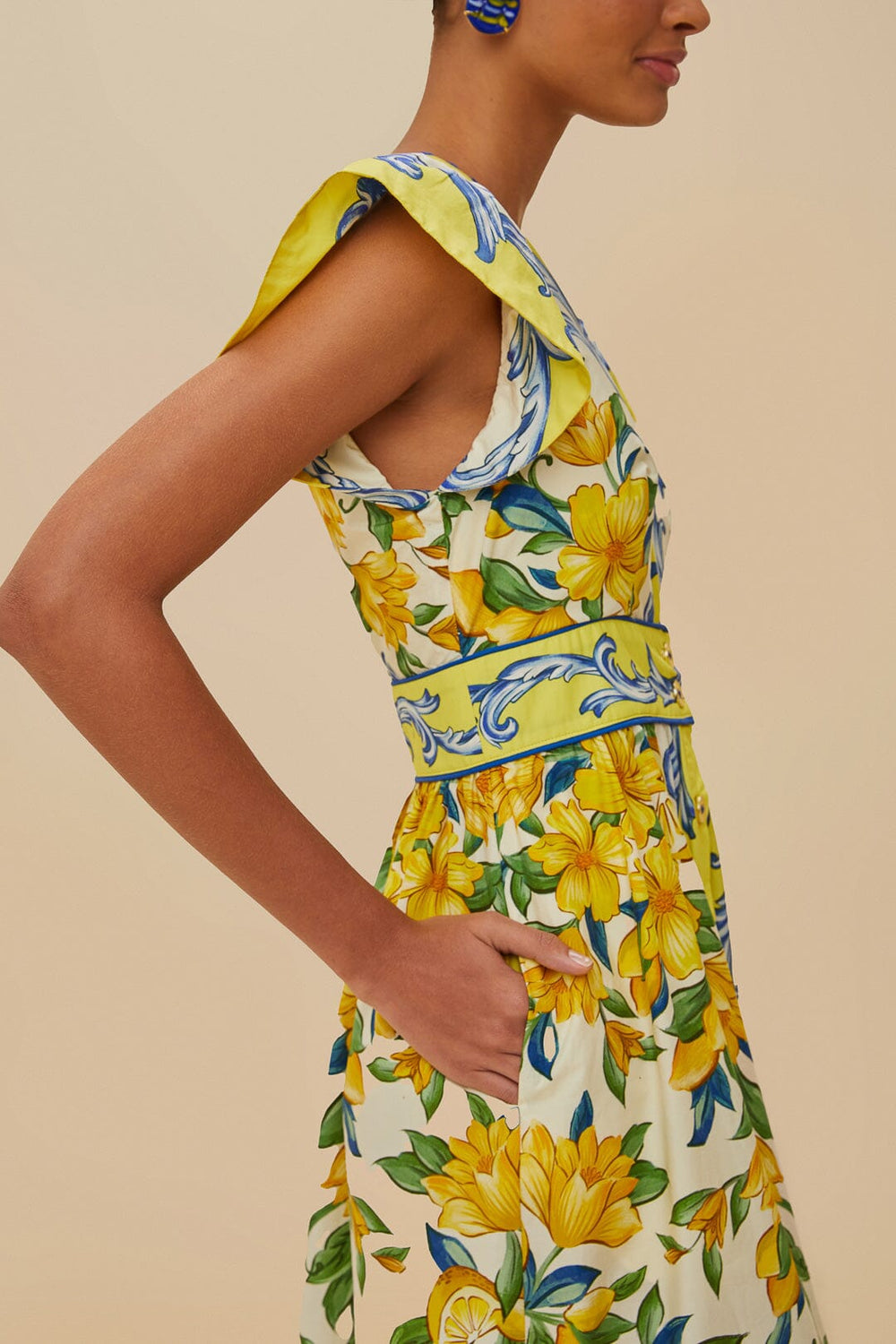 Off-White Sicily Scarf Organic Cotton Maxi Dress | FARM Rio Women