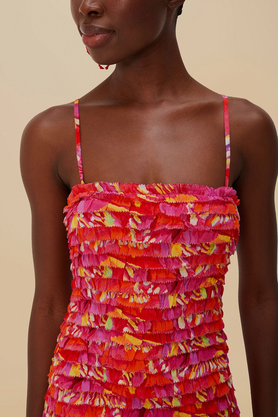 Orange Flying Birds Strapless Midi Dress | FARM Rio Women