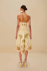 Sand Delicate Forest Richelieu Embroidered Euroflax™ Premium Linen Mid | FARM Rio Women