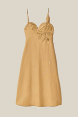 Sand 3D Flower Bodice Midi Dress | FARM Rio Women