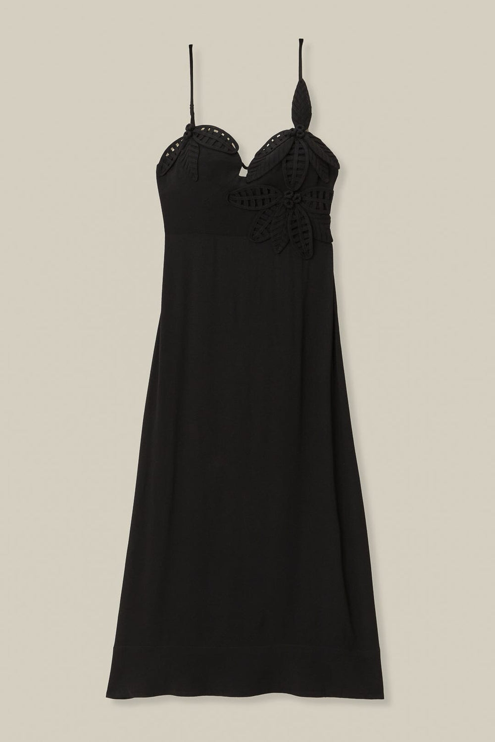 Black Flowered Bust Midi Dress | FARM Rio Women
