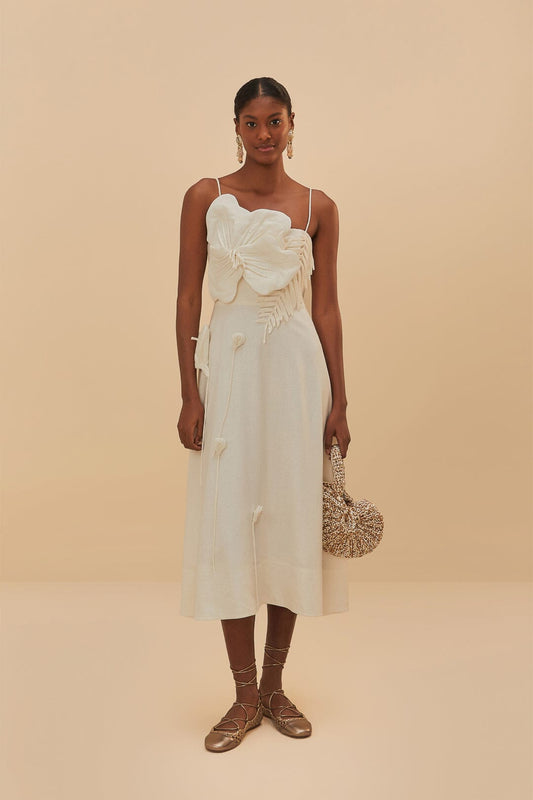Off-White Garden LENZING™ ECOVERO™ Euroflax™ Midi Dress | FARM Rio Women