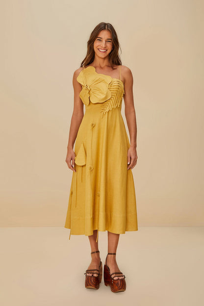 Sand Garden LENZING™ ECOVERO™ Euroflax™ Midi Dress | FARM Rio Women