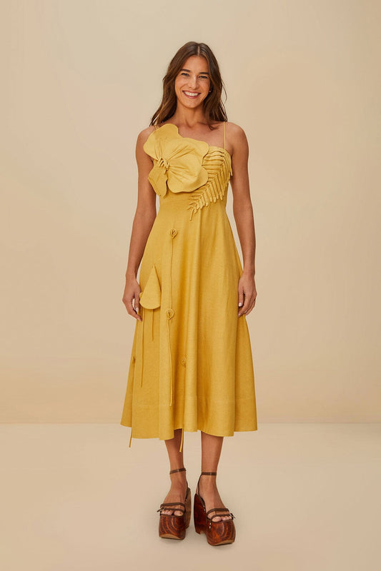 Sand Garden LENZING™ ECOVERO™ Euroflax™ Midi Dress | FARM Rio Women