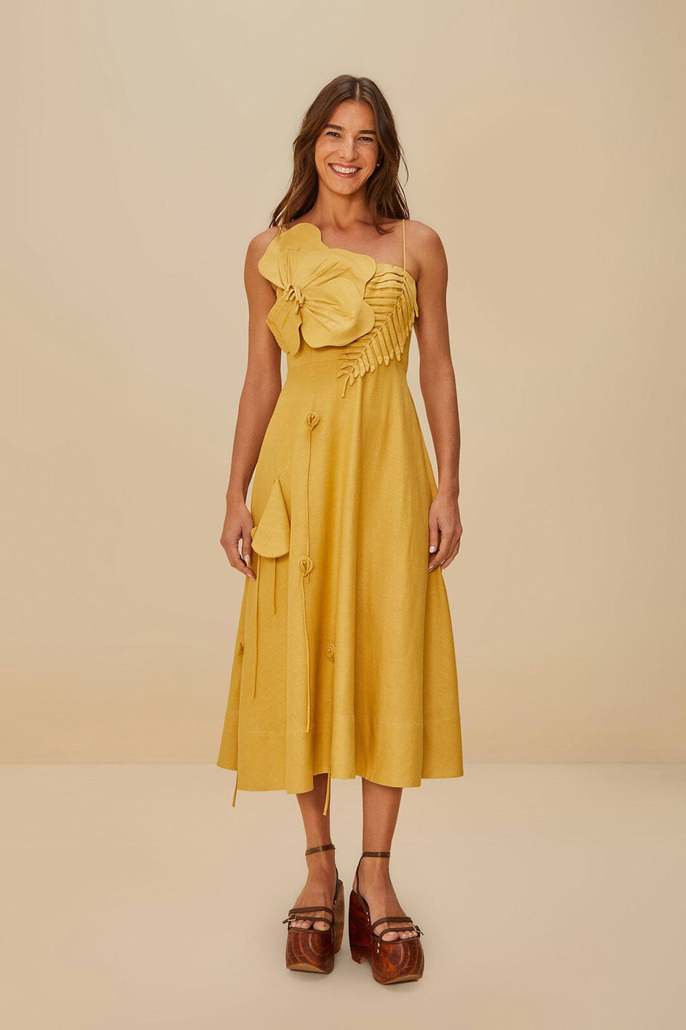 Sand Garden LENZING™ ECOVERO™ Euroflax™ Midi Dress | FARM Rio Women