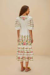 Off-White Palm Dream Wrap Midi Dress | FARM Rio Women