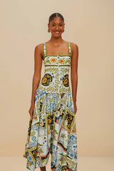 Multicolor Latin Trip Scarves Organic Cotton Midi Dress | FARM Rio Women