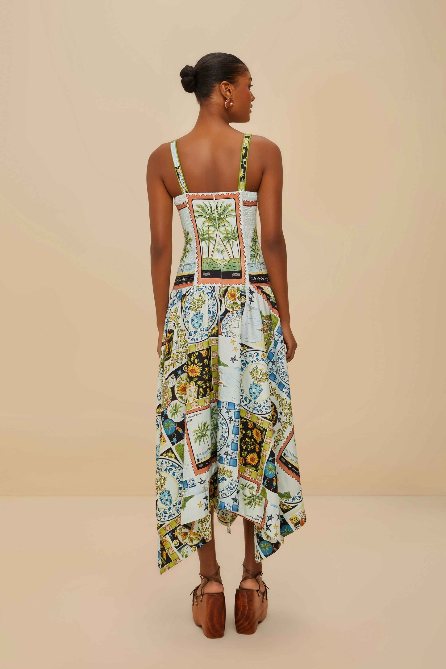 Multicolor Latin Trip Scarves Organic Cotton Midi Dress | FARM Rio Women