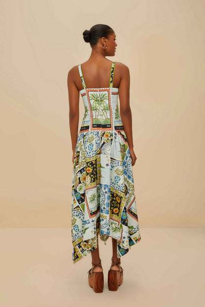 Multicolor Latin Trip Scarves Organic Cotton Midi Dress | FARM Rio Women