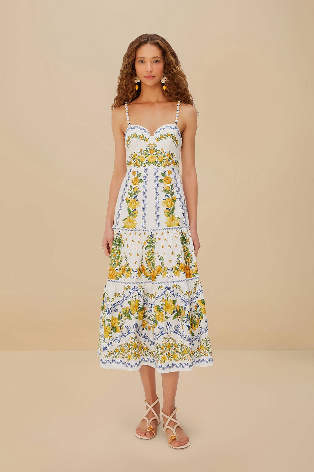 Off-White Sicily Organic Cotton Midi Dress | FARM Rio Women