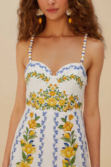 Off-White Sicily Organic Cotton Midi Dress | FARM Rio Women