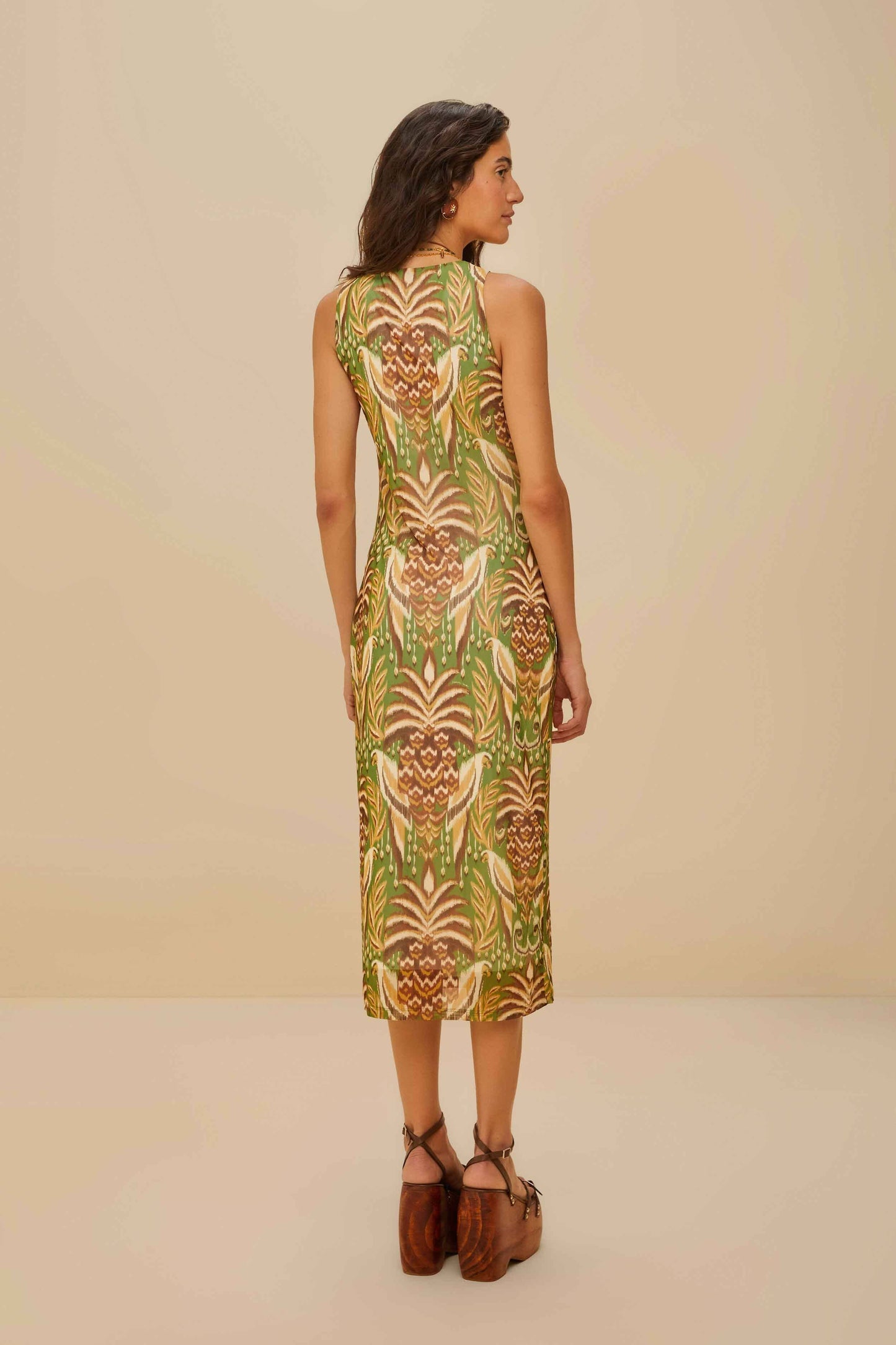 Pineapple Tapestry Green Tulle Midi Dress | FARM Rio Women