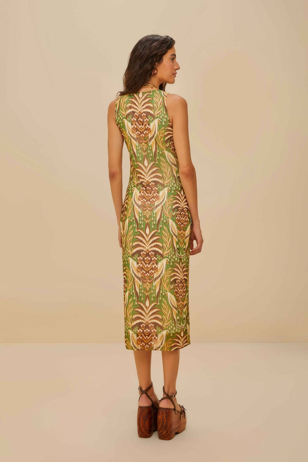 Pineapple Tapestry Green Tulle Midi Dress | FARM Rio Women