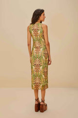 Pineapple Tapestry Green Tulle Midi Dress | FARM Rio Women