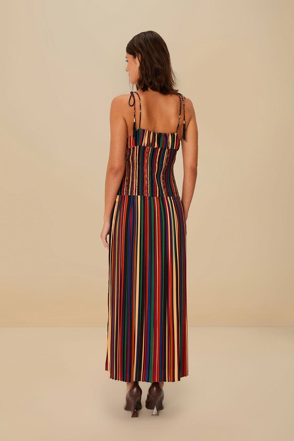Multicolor Pipa Stripes Midi Dress | FARM Rio Women